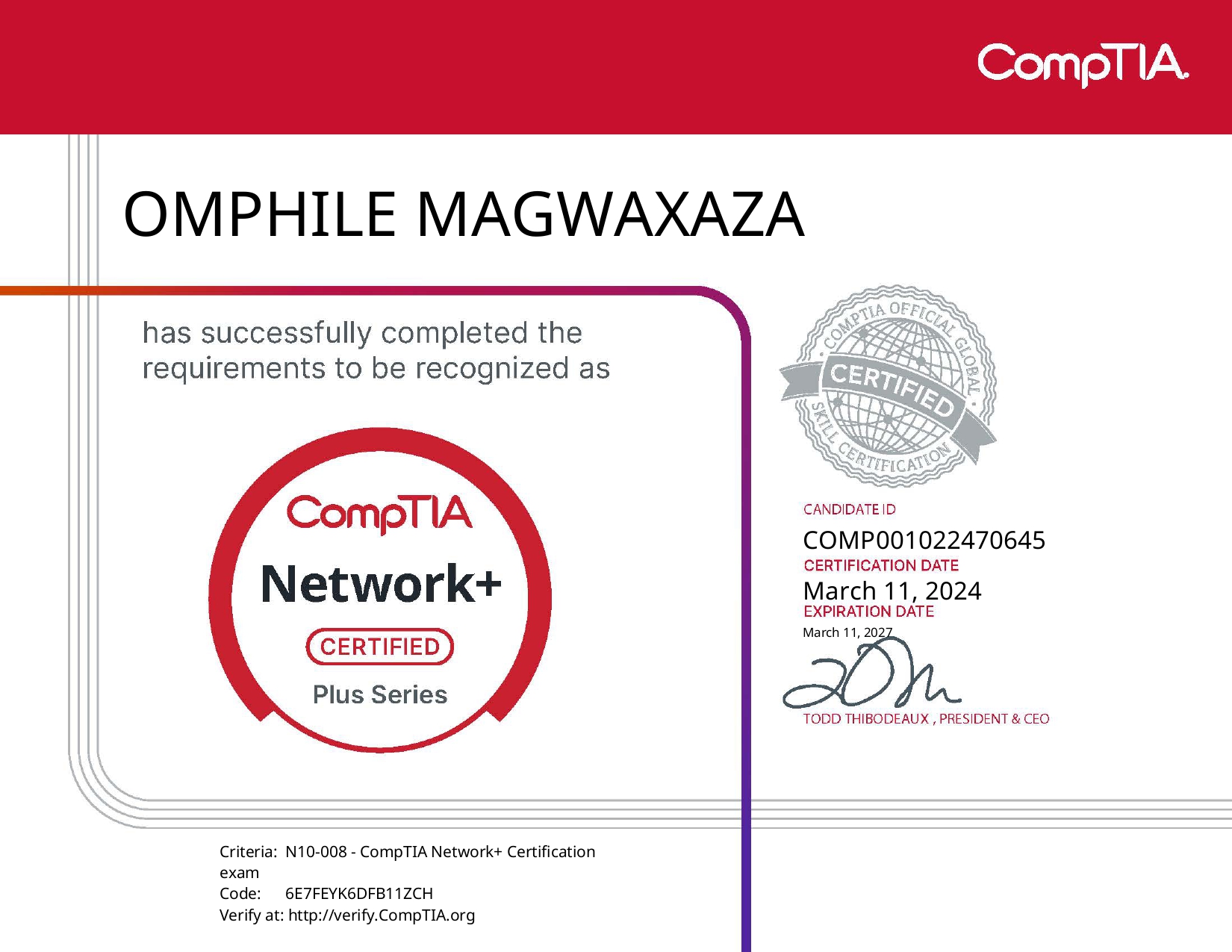 CompTIA Network+ Certificate